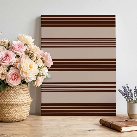 Brown Beige Stripe Canvas Wall Art for Living Room, Modern Minimalist Classic Pink Purple Stripe Art Poster Print Painting for Bedroom Office Home Decoration Wall Pictures Prepare To Hang 16"x24"