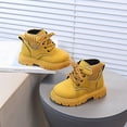 thumbnail image 5 of Babcutegg Toddler Girls Ankle Leather Boots Lace Up Low Heel Non Slip Shoes Fall Winter Fashion Martin Boots Yellow Size 7 Toddler, 5 of 10