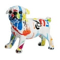 thumbnail image 4 of Estatua de perro inglés con arte de grafiti moderno multicolor, figura artística de perro blanco multicolor, 4 of 9