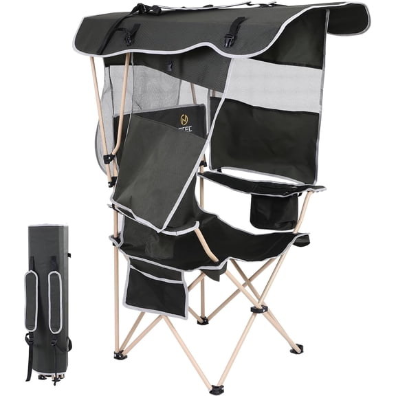 Camping Chair with Shade Canopy, Fishing Chair, Portable Camping Chairs, Folding Camping Chair (1-PACK Green)