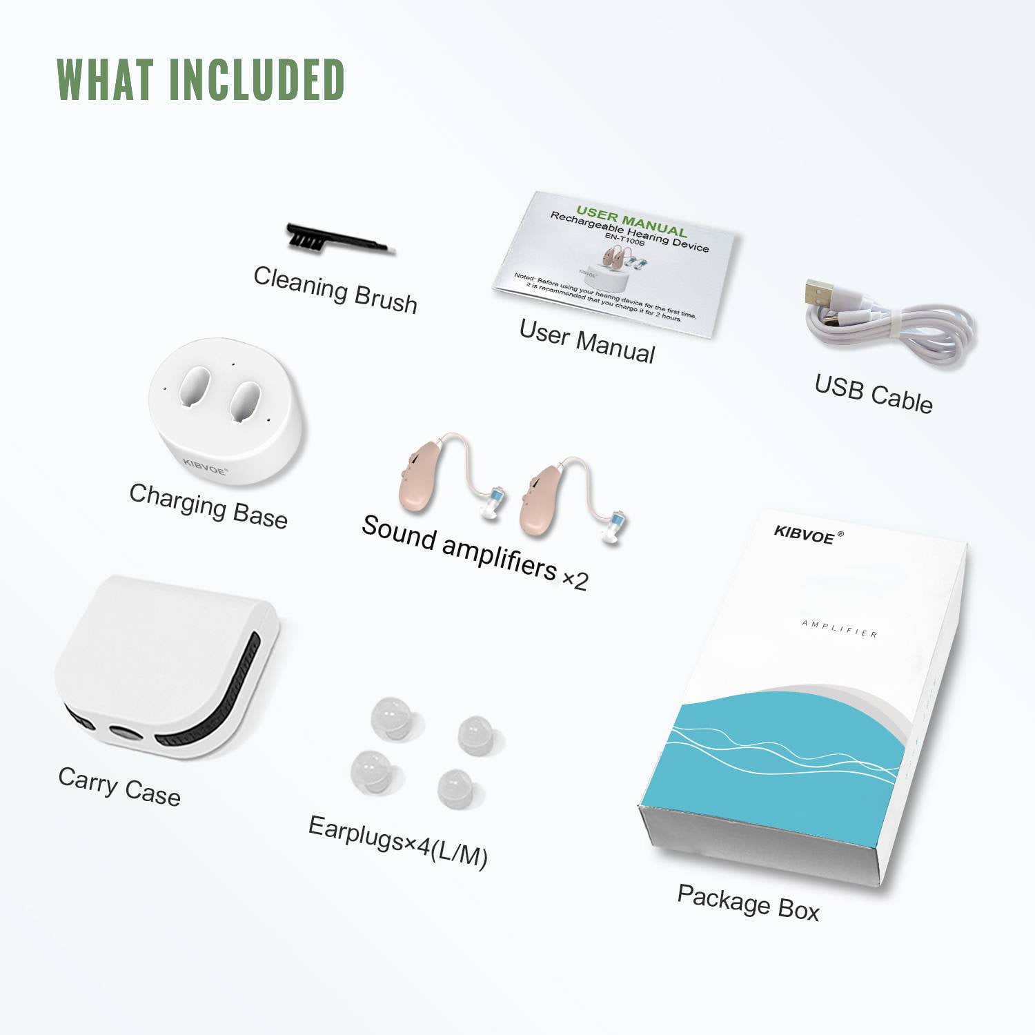 KIBVOE Behind The Ear Hearing Aids for Seniors, Noise Cancelling Rechargeable Hearing Amplifier, 1 Pairs, Beige, Summer Home Care Essentials