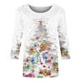 thumbnail image 4 of Ugly Christmas Shirts for Women Funny Shinny Xmas Tree Printed Tees Casual 3/4 Sleeve Merry Christmas Tunic Tops, 4 of 5