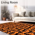 thumbnail image 2 of ODIKA 3'x5' Machine Washable Non-Slip Area Rug, Jack O Lantern Gingham with Festive Accents High Traffic Rug, Orange, 512354, 2 of 7