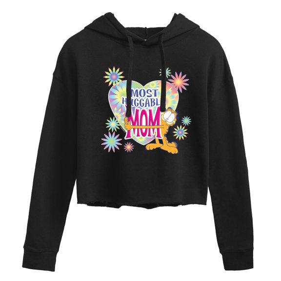 Garfield - Mother's Day - Most Huggable Mom - Juniors Cropped Pullover Hoodie