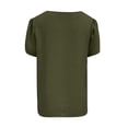 thumbnail image 4 of Women Fashion Solid V Neck Short Sleeve Shirt Chiffon Shirt Casual Pearl Top Athletic Top Top Women Loose Casual Short Sleeve Extra Large Women Long Sleeve Undershirt for Women Striped Short Sleeve, 4 of 4