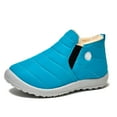 thumbnail image 4 of Kids Snow Boots Slip on Warm Fuzzy Lined Ankle Booties Boys Girls Winter Casual Solid Color Thick Soft Sole Low Top Walking Shoes 10 Little Kid Blue, 4 of 7