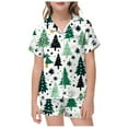 thumbnail image 4 of Weebloom Christmas Girls Pajamas Boys Xmas Satin Silk Kids Short Sleeves 2 Piece Button Down Classic Shorts Nightwear Sleepwear Lovely, 4 of 4
