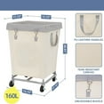 thumbnail image 3 of Commercial Laundry Hamper with Heavy Duty Steel Frame, 160 L Industrial Laundry Basket Cart with Wheels for Hotel, Home, Laundry Room, 17.72''L x 17.72''W x 30.91''H, Medium Beige, 3 of 6