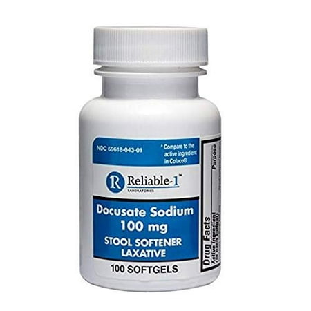 RELIABLE 1 LABORATORIES Docusate Sodium Stool Softener (100 mg, Soft Gel) - Helps Relieve and Prevent Hard Stools Due to (Best Way To Prevent Constipation)