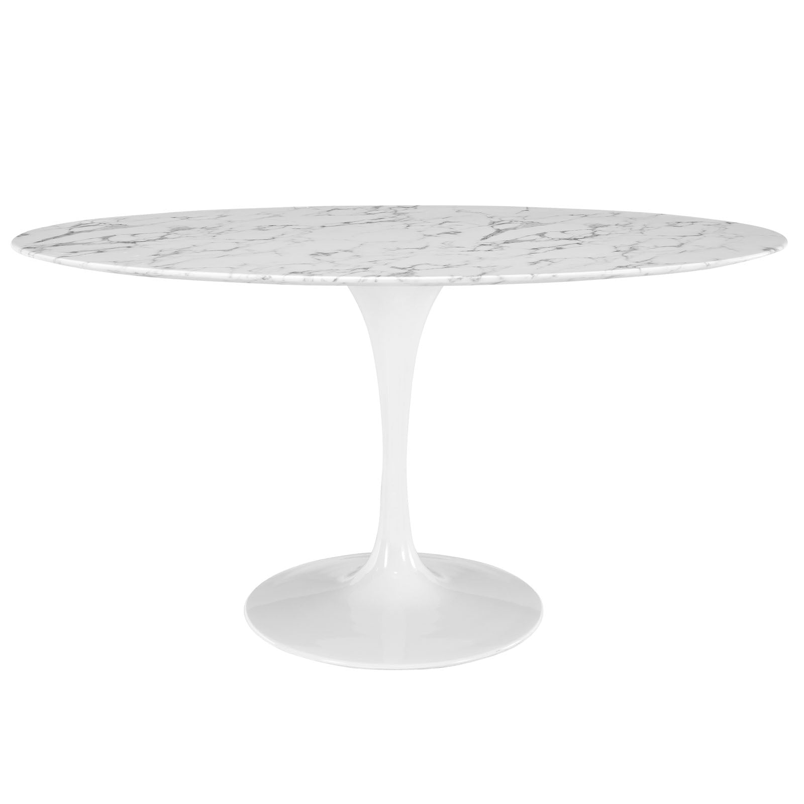 Oval Tulip Table, 60” Faux White Marble Top Dining Table - Walmart.com