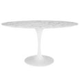 thumbnail image 1 of Oval Tulip Table, 60” Faux White Marble Top Dining Table, 1 of 4