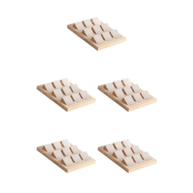 kurtrusly Wood Earring Card Holder w/ Tray Jewelry Display for Accessory 9 Pair Cream 5Set