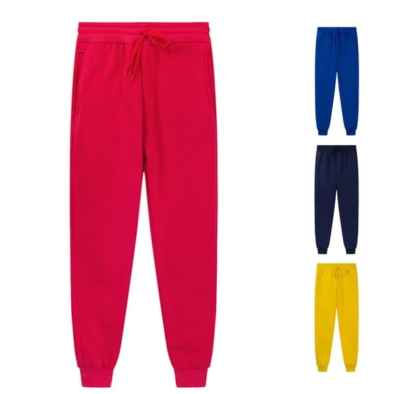 CUZIBR Boys Jogger Sweatpants Drawstring Stretch Waist Athletic Trousers With Pockets Soft Sport Pants For Kids Back To School Relaxed Fit Running Walking Casual Bottoms,Red,12-13 Years