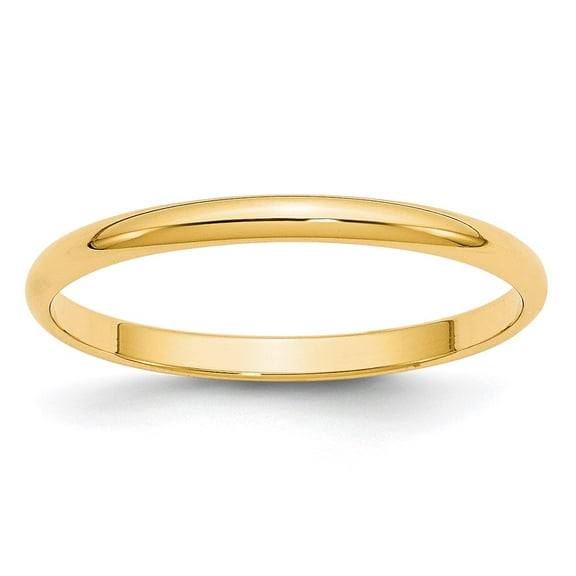 14k Yellow Gold 2mm Lightweight Half Round Wedding Band Size 10