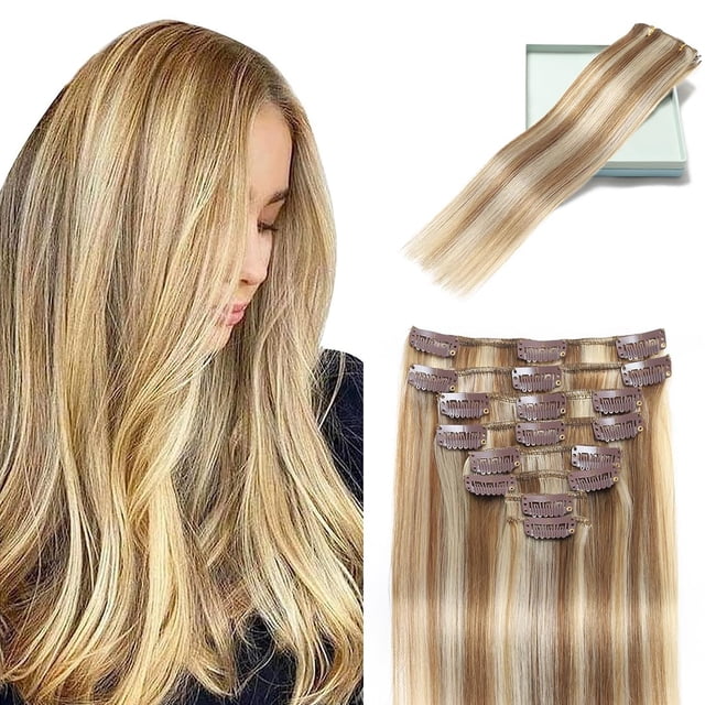 Extensiones de cabello humano real LORIEN con clip, 18 pulgadas, 100 g