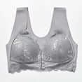 thumbnail image 4 of LYEAA Front Closure Bras for Women Plus Size Soft No Wire Lace Push up Everyday Bras Wireless Support Solid Lift Sleep Bras Comfortable Wirefree Breathable Shaping Daily Bralette Gray 4XL, 4 of 4