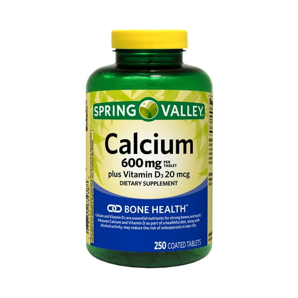 Spring Valley Calcium Plus Vitamin D Tablets Dietary Supplement, 600 mg