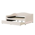 thumbnail image 5 of Harper & Bright Designs Full Size Daybed with Trundle, Teddy Fleece Full Upholstered Daybed Frame with Light, USB Ports and Sockets, Beige, 5 of 14