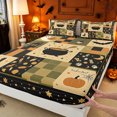 thumbnail image 5 of Erosebridal Halloween Patchwork Bed Sheets, Cauldron Cat Full Size Sheets, Black Olive, Black Reversible, 4-Piece, 1 Flat Sheet, 1 Fitted Sheet and 2 Pillowcases, 5 of 6
