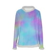 thumbnail image 5 of UTSJKR Christmas Sweatshirts for Women, Faux Fur Trim Casual Loose Long Sleeve Pullover Crewneck Long Sleeve Gradient Pullover Light Blue XL, 5 of 5