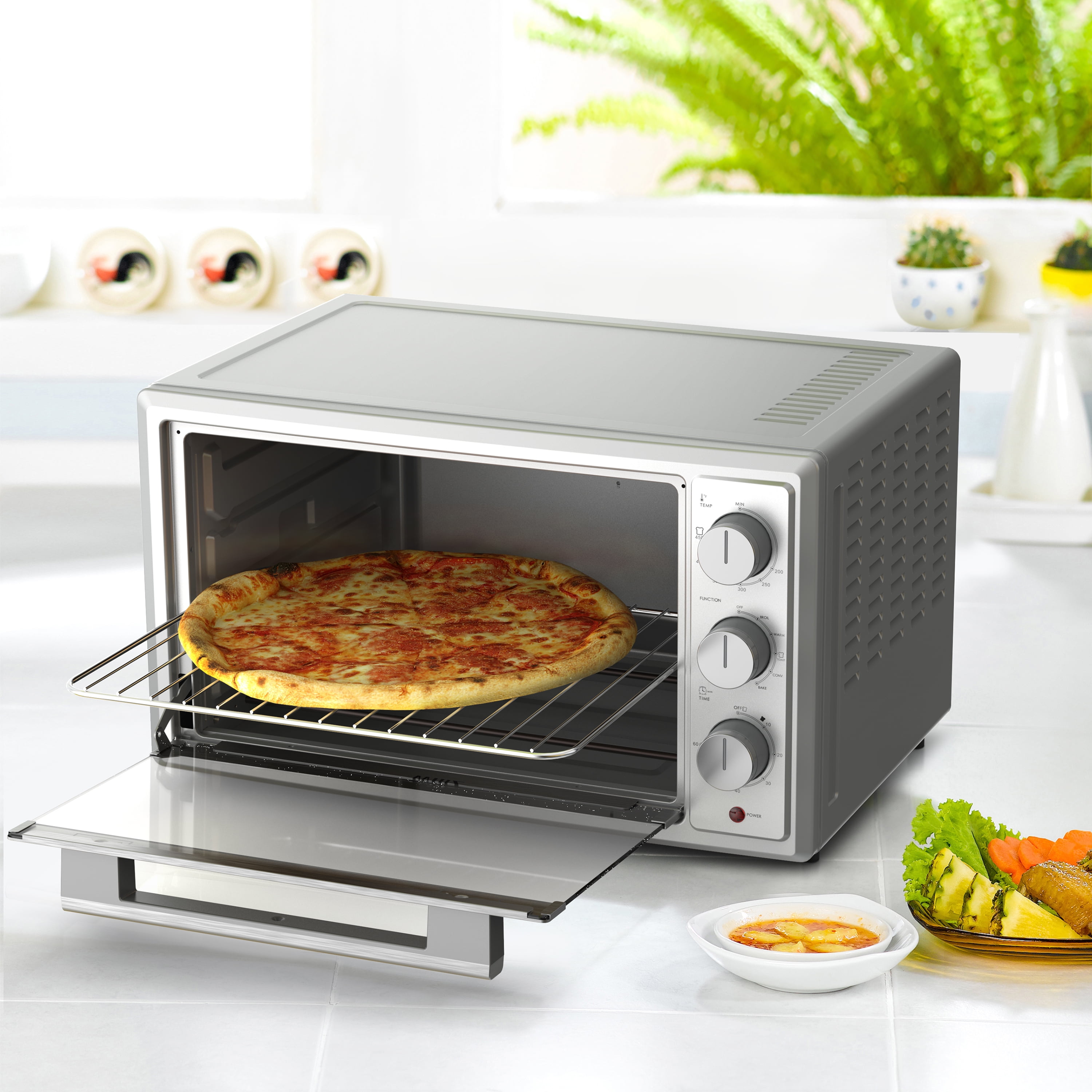 Willz Countertop Toaster Oven, Pull Down Door Handle, 5 Cooking Programs, Minutes Timer, 1500W/120Volts, 42L Manual, Stainless Steel