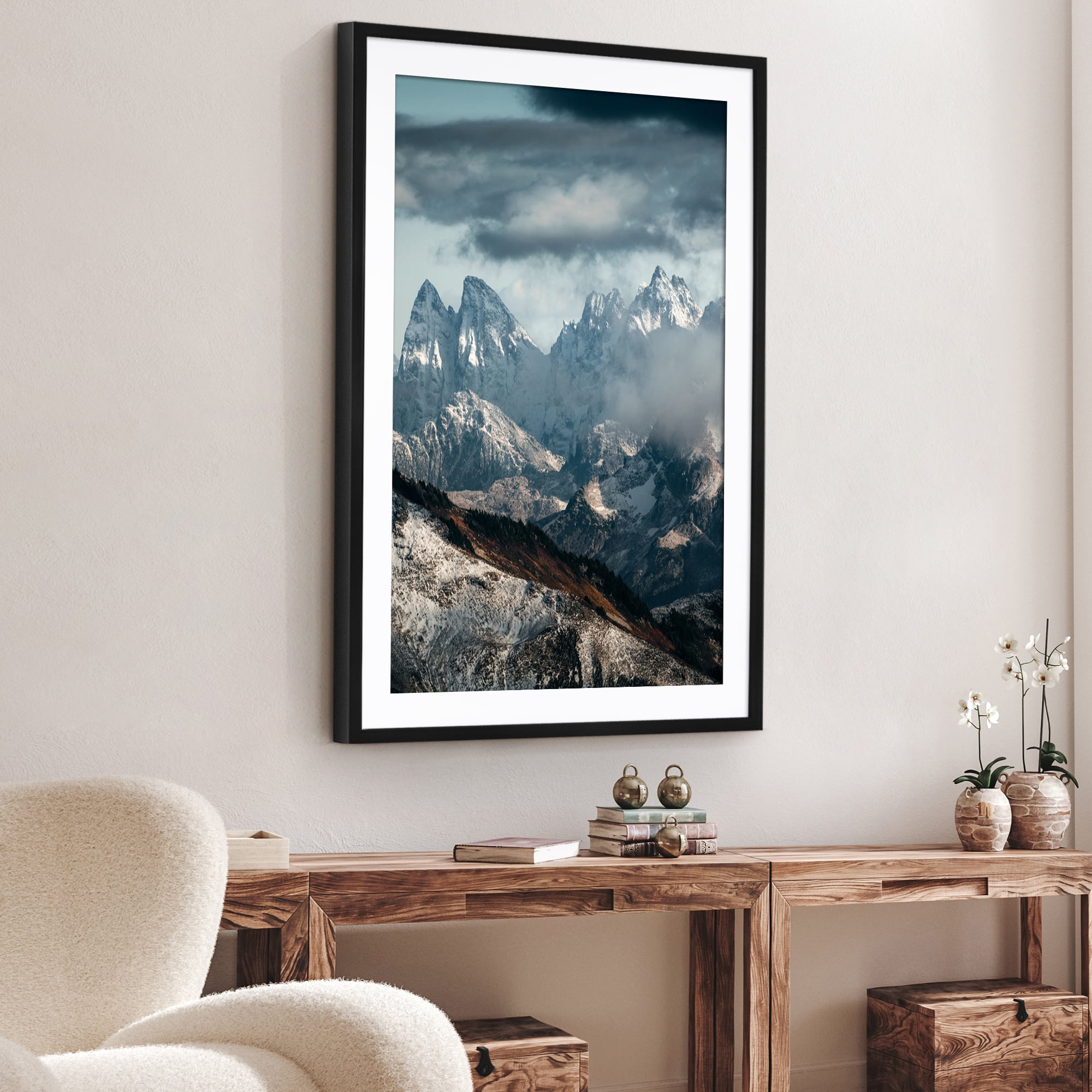 Americanflat 28x40 Poster Frame with Polished Plexiglass with 24x36 Mat Display Photo Soho Collection - Black