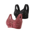 thumbnail image 2 of XWSHYW Womens Bras 2 Pack Slim Fit Floral Pattern Comfort Standard Straps Bra Plus Size Comfortable Casual Wireless Bras, 2 of 7
