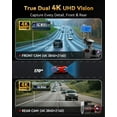 thumbnail image 3 of 4K+4K Dash Cam Front and Rear,  128GB Card Included, 5.8GHz WiFi Dash Camera for , Built-in GPS, G-Sensor, 170?Wide Angle, 3" IPS Screen, 24H Parking Mode, Support 512GB, 3 of 7