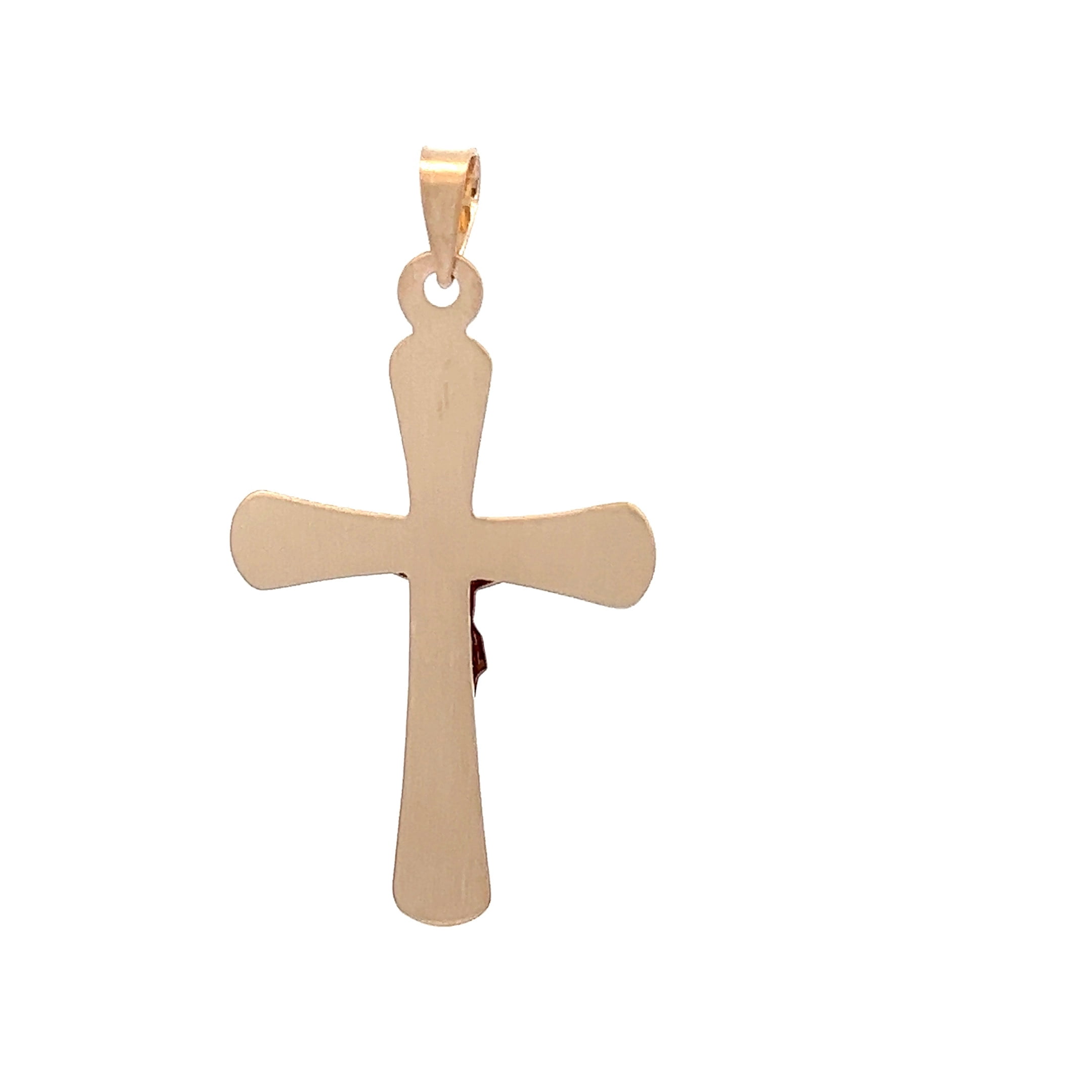 Brilliance Fine Jewelry 14 KT Two Tone Gold Unisex Tube Crucifix Religious Pendant
