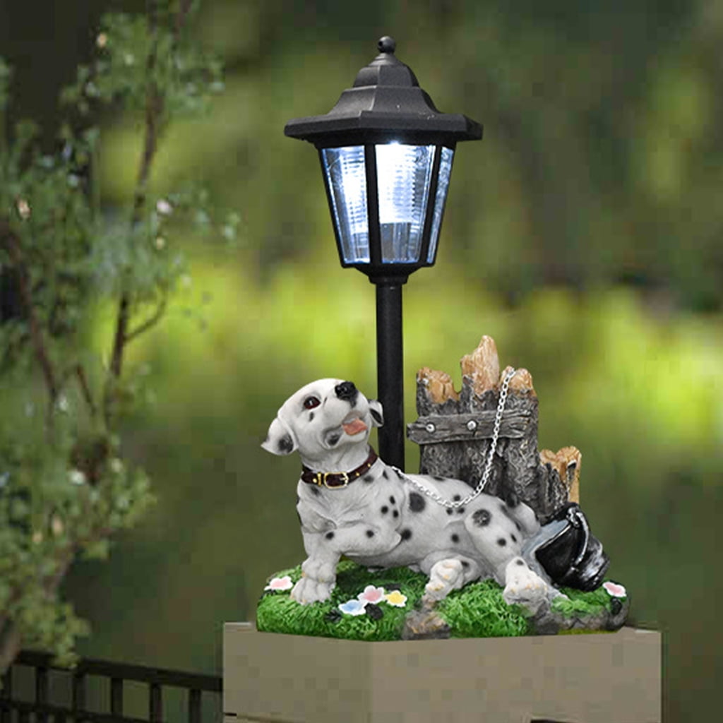 Weatherproof Dog Figure Solar Lanterns for Front Yard Home Garden Art Sculpture