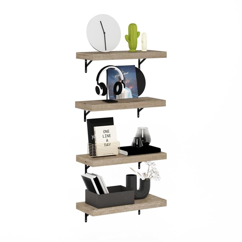 Pemberly Row 22-Inch Wall Mounted Floating Display Shelves in Natural Set of 4
