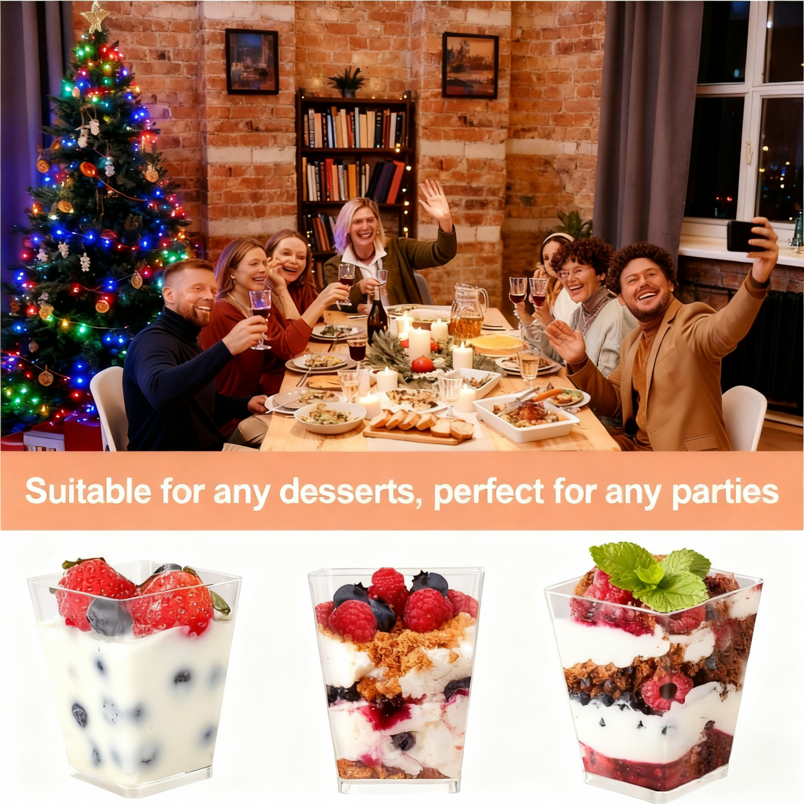 Srapwati 5 oz Mini Dessert Cups with Lids and Spoons, 150-Pack photo 6