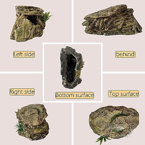 Leopard Gecko Hide Small Reptile Hides Resin Mini Reptile Basking Rock Humid Hide Turtle Cave Lizard Hide Reptile & Amphibian Habitat DÉCor