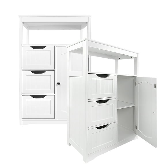 FIEWESEY Bathroom Storage,Freestanding Bathroom Cabinet,Storage Cabinet Organizer with an Open Shelf and 3 Drawers Free Standing Storage Cabinet for Bathroom, Kitchen, Living Room - White