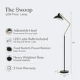 thumbnail image 4 of Brightech Swoop 69" LED Floor Lamp, Tall Lamp with Adjustable Head, Modern Lamp for Living Rooms & Offices, Standing Lamp with Heavy Base for Bedrooms, Stunning Living Room Decor, 4 of 17