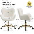 thumbnail image 2 of COOHUT Velvet Vanity Chair, Mackup Chair with Wheels, Comfy Swivel Modern Leisure Armchair for Girls Women, Small Office Chair Height Adjustable for Living Room, Bedroom, Offic, Beige, 2 of 7