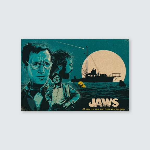 Movie Poster - Jaws 1975 50th Anniversary - Retro Style - Size 24x36 - Postora
