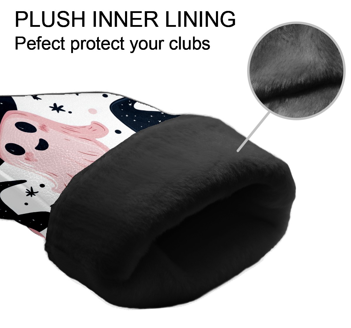 Golf Club Covers, Pink Ghost Witch Hat Premium PU Leather Driver Hybrid Putter Head Covers with Velvet Lining, Waterproof Golf Gifts for Men Women