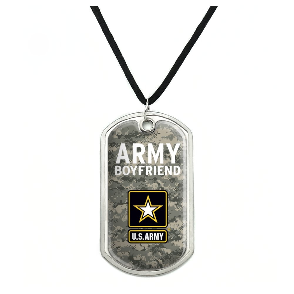 Military Dog Tag Black Satin Cord Necklace Hot Wife 