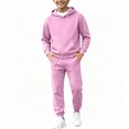 thumbnail image 2 of Gvtxlev Boys Tracksuits 2026 Long Sleeve Fleece Hoodies with Kangaroo Pocket Casual 2 Piece Jogger Set Solid Color Sizes 2-14 Years, 2 of 7
