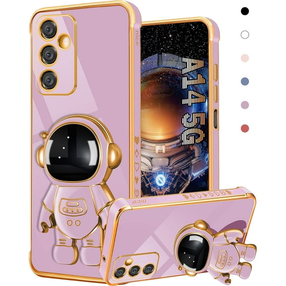 Galaxy A14 5G Phone Case Astronaut Cute for Women Girls Girly Unique Dark Blue Cases with Astronaut Hidden Stand Kickstand 6D Design Cover for Samsung Galaxy A14 5G 2023 6.6 inch