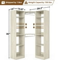 thumbnail image 2 of Aheaplus Freestanding Corner Closet Organizer, 39.2" W x 80" H - 12 Shelves & 2 Hanging Rods, Space-Saving for Walk-in Closets,White Oak, 2 of 7