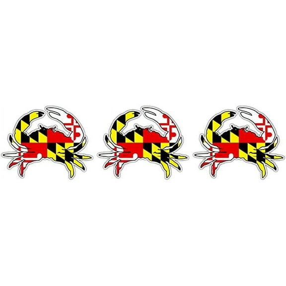 3 Pack | Maryland Crab State Flag Bumper Sticker Decal 4" x 5"