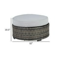 thumbnail image 5 of Saki 32 Inch Outdoor Ottoman- Round Cushion- Wicker- Light Gray Fabric, 5 of 5