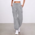 thumbnail image 2 of HXWCHs Women's Lined Cargo Sweatpants Loose Fit Athletic Joggers WITH Multiple Pockets for Casual Fall Outfits L Light Gray, 2 of 6
