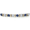 thumbnail image 4 of Gem Stone King 925 Silver and 10K Yellow Gold Blue Created Sapphire and White Zirconia Bracelet for Women | 2.00 Cttw | Gemstone September Birthstone | Round 4MM | Adjustable up to 9 inch, 4 of 7