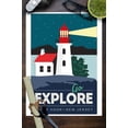 thumbnail image 3 of Sandy Hook, New Jersey, Go Explore, Lighthouse, Vector Style (9x12 Wall Art Print, Home Decor), 3 of 3