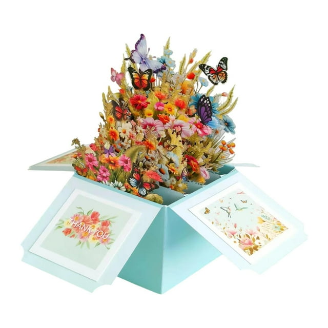 Tarjeta de Madre Día 3D Box de tarjeta de felicitación de flor Apreciación de la maestra para la madre Día de la madre Día de San Valentín Acción de azul