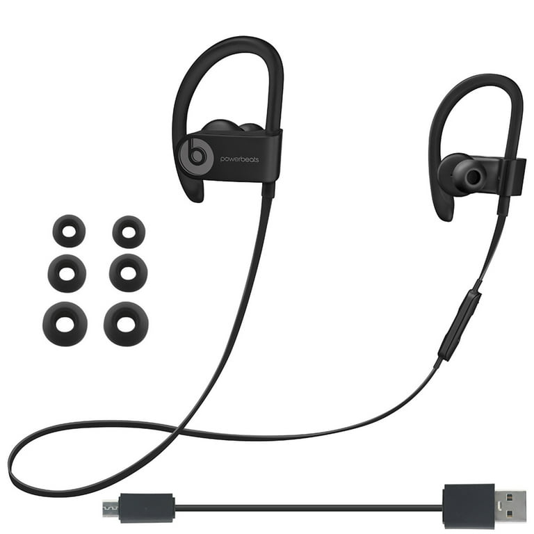 Restored Beats Powerbeats3 Wireless Earphones Black with Cable