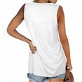 thumbnail image 4 of WNEGSTG Women's Cotton Blend V Neck Sleeveless T Shirt Loose Casual Tank Tops with Pocket White, 4 of 9